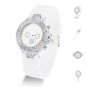 Geneva Silicone Crystal Quartz Ladies Women Jelly Wrist Watch Versicolor B81U NW White