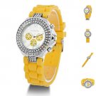 Geneva Silicone Crystal Quartz Ladies Women Jelly Wrist Watch Versicolor B81U NW Yellow