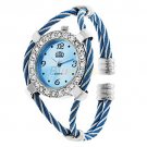 Womens Girls Lady Colorful Bangle Watch Classic Golden Quartz Bracelet Watch Blue