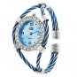 Womens Girls Lady Colorful Bangle Watch Classic Golden Quartz Bracelet Watch Blue