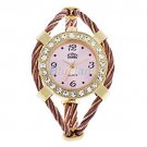 Womens Girls Lady Colorful Bangle Watch Classic Golden Quartz Bracelet Watch Pink