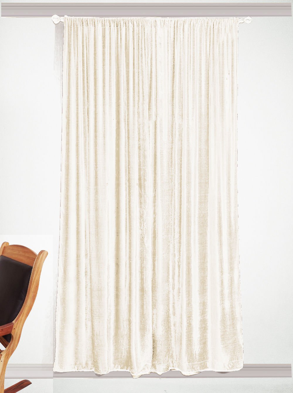 IVORY - Vintage Blackout 100% Cotton Velvet Lined Curtain Home Theatre ...