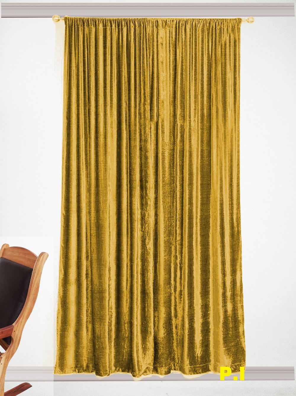GOLD Vintage Blackout 100 Cotton Velvet Lined Curtain Home Theatre