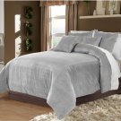 Full/Queen 100% Velvet-Egytian Cotton Reversible SILVER  Duvet Quilt Cover Set 3pc