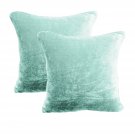 26 by 26 INCHES - 100% COTTON VELVET 6PC ZIPPER PILLOW COVER SHAMS EURO AQUA