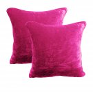 24 by 24 INCHES - 100% COTTON VELVET 6PC ZIPPER PILLOW COVER SHAMS EURO FUSCHIA