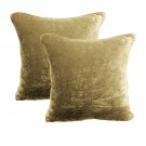 24 by 24 INCHES - 100% COTTON VELVET 6PC ZIPPER PILLOW COVER SHAMS EURO MOCHA