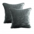24 by 24 INCHES - 100% COTTON VELVET 6PC ZIPPER PILLOW COVER SHAMS EURO STONE