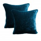 24 by 24 INCHES - 100% COTTON VELVET 6PC ZIPPER PILLOW COVER SHAMS EURO TEAL