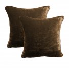 20 by 20 INCHES - 100% COTTON VELVET 6PC ZIPPER PILLOW COVER SHAMS EURO CHOCO