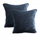 20 by 20 INCHES - 100% COTTON VELVET 6PC ZIPPER PILLOW COVER SHAMS EURO NAVY BLUE