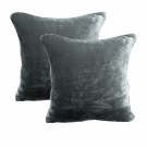 20 by 20 INCHES - 100% COTTON VELVET 6PC ZIPPER PILLOW COVER SHAMS EURO STONE