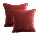 18 by 18 INCHES - 100% COTTON VELVET 6PC ZIPPER PILLOW COVER SHAMS EURO BURGUNDY