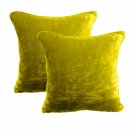 18 by 18 INCHES - 100% COTTON VELVET 6PC ZIPPER PILLOW COVER SHAMS EURO LEMON GRASS