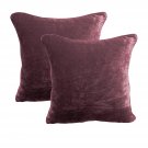 18 by 18 INCHES - 100% COTTON VELVET 6PC ZIPPER PILLOW COVER SHAMS EURO PLUM