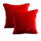 18 by 18 INCHES - 100% COTTON VELVET 6PC ZIPPER PILLOW COVER SHAMS EURO RUBY RED