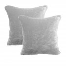 18 by 18 INCHES - 100% COTTON VELVET 6PC ZIPPER PILLOW COVER SHAMS EURO SILVER