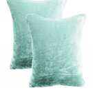 20 by 30 INCHES - 100% COTTON VELVET PILLOW COVERS FOR BEDROOM AQUA