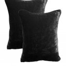 20 by 30 INCHES - 100% COTTON VELVET PILLOW COVERS FOR BEDROOM BLACK