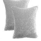 20 by 30 INCHES - 100% COTTON VELVET PILLOW COVERS FOR BEDROOM SILVER
