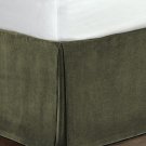 New Queen Size 15"Drop 100% Cotton Velvet Bedskirt/Valance Box Pleated - Stone