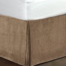 New Queen Size 15"Drop 100% Cotton Velvet Bedskirt/Valance Box Pleated - Mocha
