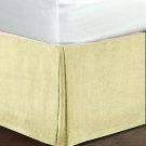 New King Size 15"Drop 100% Cotton Velvet Bedskirt/Valance Box Pleated - Ivory