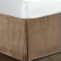 New King Size 15"Drop 100% Cotton Velvet Bedskirt/Valance Box Pleated - Mocha