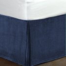New King Size 15"Drop 100% Cotton Velvet Bedskirt/Valance Box Pleated - Navy Blue