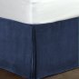 New King Size 15"Drop 100% Cotton Velvet Bedskirt/Valance Box Pleated - Navy Blue
