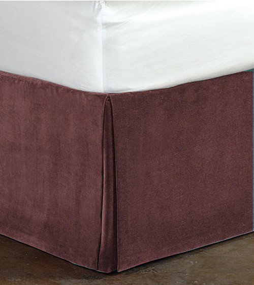 New King Size 15"Drop 100 Cotton Velvet Bedskirt/Valance Box Pleated Plum