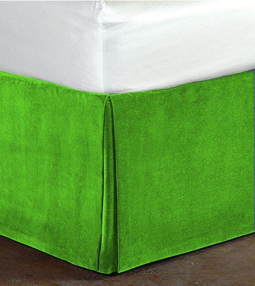 New King Size 15"Drop 100 Cotton Velvet Bedskirt/Valance Box Pleated
