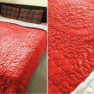 New Full/Queen Size Royal 100% Cotton Velvet Quilt Abstarct Design - Ruby Red