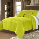 Lemon Grass Twin/Twin XL 100% Velvet & Cotton Reversible Duvet Quilt Cover Set 3pcs