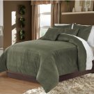 Stone Twin/Twin XL 100% Velvet & Cotton Reversible Duvet Quilt Cover Set 3pcs