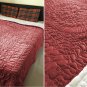 New Twin/Twin XL Size Royal 100% Cotton Velvet Quilt Abstarct Design - Burgundy