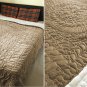 New Twin/Twin XL Size Royal 100% Cotton Velvet Quilt Abstarct Design - Mocha