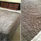 New Twin/Twin XL Size Royal 100% Cotton Velvet Quilt Abstarct Design - Silver