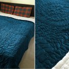 New Twin/Twin XL Size Royal 100% Cotton Velvet Quilt Abstarct Design - Teal