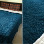 New Twin/Twin XL Size Royal 100% Cotton Velvet Quilt Abstarct Design - Teal