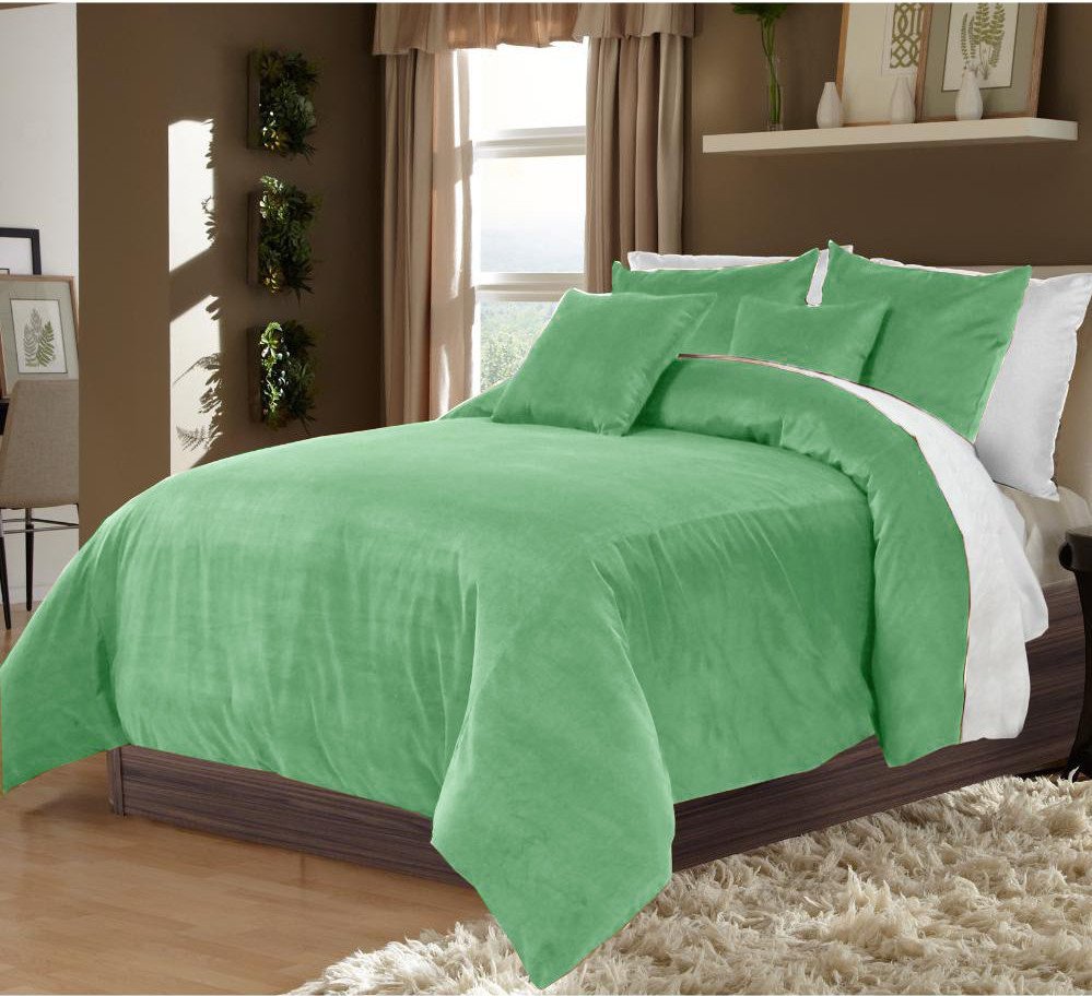 Full/Queen 100 VelvetEgytian Cotton Reversible PEACOCK GREEN Duvet