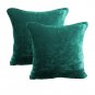 24 by 24 INCHES - 100% COTTON VELVET 6PC ZIPPER PILLOW COVER SHAMS EURO PEACOCK GREEN