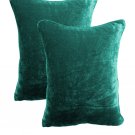 20 by 30 INCHES - 100% COTTON VELVET PILLOW COVERS FOR BEDROOM PEACOCK GREEN