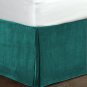 New Queen Size 15"Drop 100% Cotton Velvet Bedskirt/Valance Box Pleated - PEACOCK GREEN