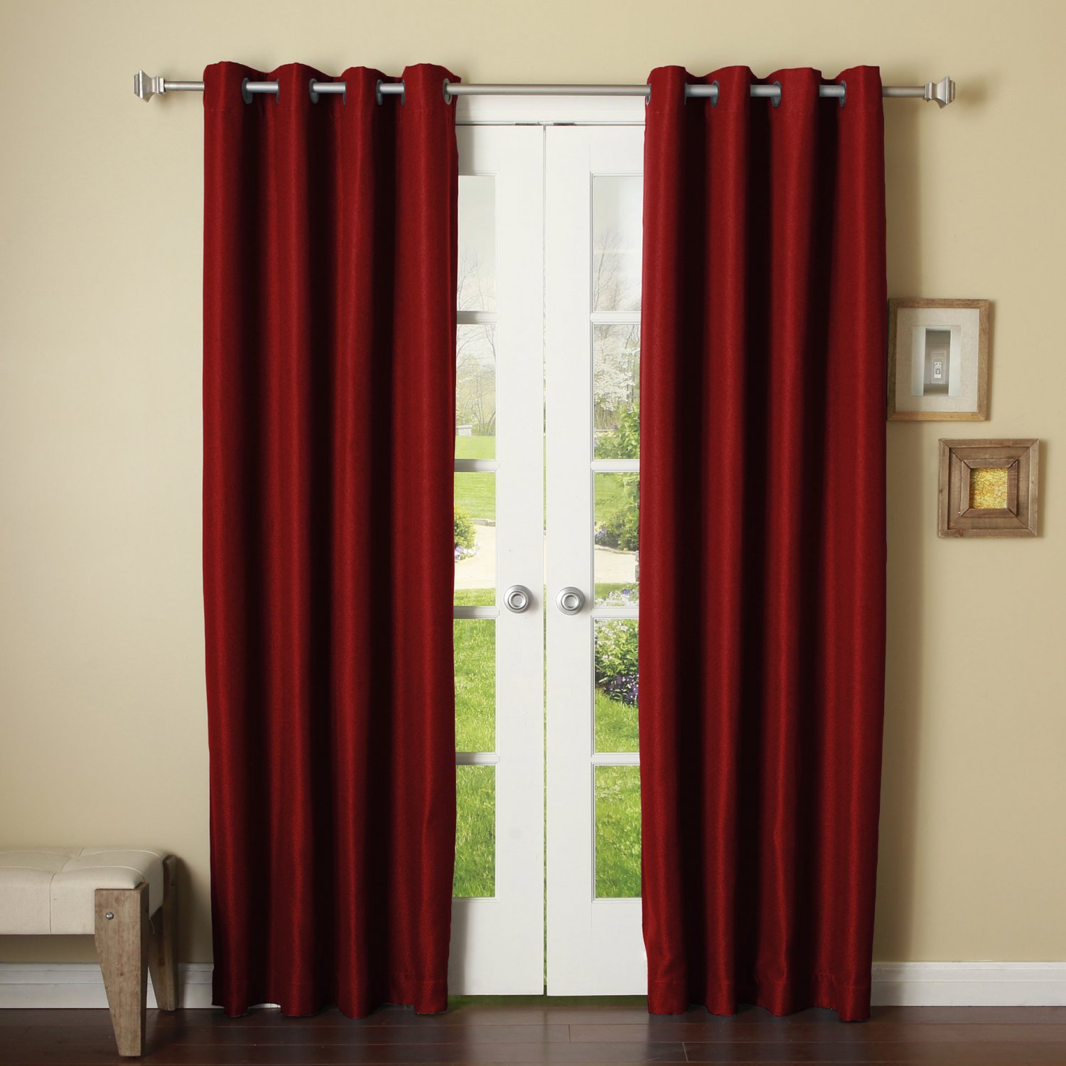 Burgundy,2 PANELS GROMMET THERMAL INSULATED BLACKOUT WINDOW CURTAIN ...