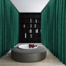 PEACOCK GREEN Blackout Double Sided Velvet Curtain Privacy Room Divider Panel-15W by 10H ft