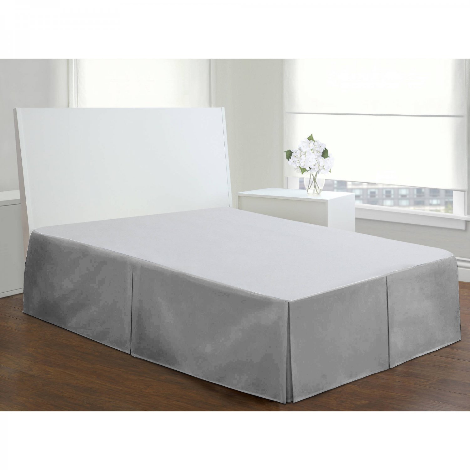 Velvet Bed Skirt King Size 21"Drop Box Pleated Sheen Bedskirt Valance