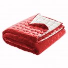 Full/Queen Size Box Design 100% Cotton Velvet Quilt With White Cotton Lining | Ruby Red