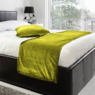 20"W X 76"H | VELVET BED RUNNER SET | Scarf | Throw | with 2 cushion cover(20"x20") | Lemon Grass