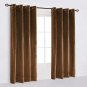 50"X64" | Eyelet Grommet Cotton Velvet Curtains Lined Panels 2pcs Drapes Window Door | Coffee